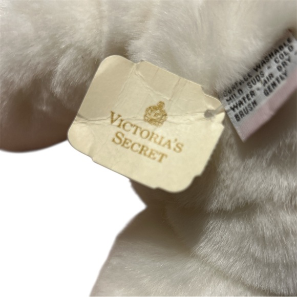 Victoria Secret 1992 Vintage White Teddy Bear with Plaid Bow - Picture 3 of 4
